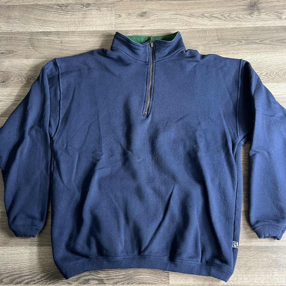 VTG Discus‎ Athletic 1/4 Zip Sweatshirt Mens XL 1990s 90s Pullover Blue